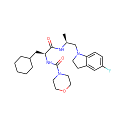 C[C@@H](CN1CCc2cc(F)ccc21)NC(=O)[C@H](CC1CCCCC1)NC(=O)N1CCOCC1 ZINC000014972016