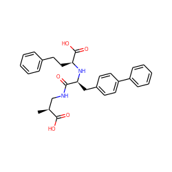 C[C@@H](CNC(=O)[C@H](Cc1ccc(-c2ccccc2)cc1)N[C@@H](CCc1ccccc1)C(=O)O)C(=O)O ZINC000072116175