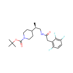 C[C@@H](CNC(=O)Cc1c(F)ccc(F)c1F)C1CCN(C(=O)OC(C)(C)C)CC1 ZINC000066077645