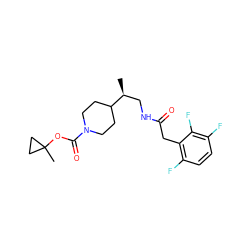 C[C@@H](CNC(=O)Cc1c(F)ccc(F)c1F)C1CCN(C(=O)OC2(C)CC2)CC1 ZINC000066073965