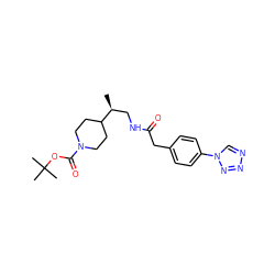 C[C@@H](CNC(=O)Cc1ccc(-n2cnnn2)cc1)C1CCN(C(=O)OC(C)(C)C)CC1 ZINC000066098277