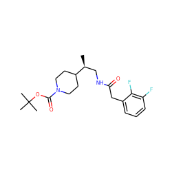 C[C@@H](CNC(=O)Cc1cccc(F)c1F)C1CCN(C(=O)OC(C)(C)C)CC1 ZINC000066098285