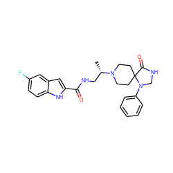 C[C@@H](CNC(=O)c1cc2cc(F)ccc2[nH]1)N1CCC2(CC1)C(=O)NCN2c1ccccc1 ZINC000299834415