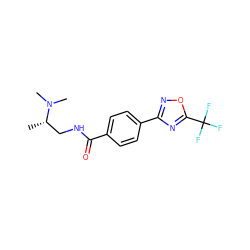 C[C@@H](CNC(=O)c1ccc(-c2noc(C(F)(F)F)n2)cc1)N(C)C ZINC000142975513