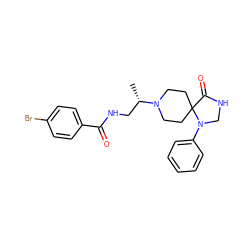 C[C@@H](CNC(=O)c1ccc(Br)cc1)N1CCC2(CC1)C(=O)NCN2c1ccccc1 ZINC000299840835