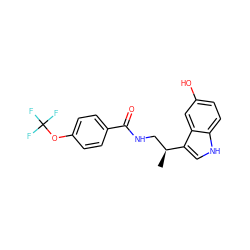 C[C@@H](CNC(=O)c1ccc(OC(F)(F)F)cc1)c1c[nH]c2ccc(O)cc12 ZINC000029040679