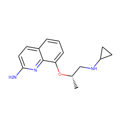 C[C@@H](CNC1CC1)Oc1cccc2ccc(N)nc12 ZINC000028384066
