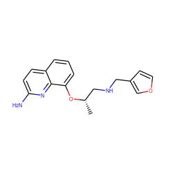 C[C@@H](CNCc1ccoc1)Oc1cccc2ccc(N)nc12 ZINC000028390424