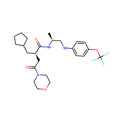 C[C@@H](CNc1ccc(OC(F)(F)F)cc1)NC(=O)[C@@H](CC(=O)N1CCOCC1)CC1CCCC1 ZINC000014971711