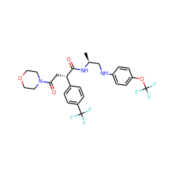 C[C@@H](CNc1ccc(OC(F)(F)F)cc1)NC(=O)[C@@H](CC(=O)N1CCOCC1)c1ccc(C(F)(F)F)cc1 ZINC000014971803