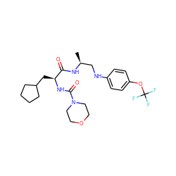 C[C@@H](CNc1ccc(OC(F)(F)F)cc1)NC(=O)[C@H](CC1CCCC1)NC(=O)N1CCOCC1 ZINC000014972004