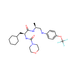 C[C@@H](CNc1ccc(OC(F)(F)F)cc1)NC(=O)[C@H](CC1CCCCC1)NC(=O)N1CCOCC1 ZINC000014971974