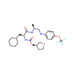 C[C@@H](CNc1ccc(OC(F)(F)F)cc1)NC(=O)[C@H](CC1CCCCC1)NC(=O)O[C@@H]1CCOC1 ZINC000014971962