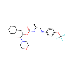 C[C@@H](CNc1ccc(OC(F)(F)F)cc1)NC(=O)O[C@@H](CC1CCCCC1)C(=O)N1CCOCC1 ZINC000014971832