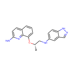 C[C@@H](CNc1ccc2[nH]ncc2c1)Oc1cccc2ccc(N)nc12 ZINC000028390516