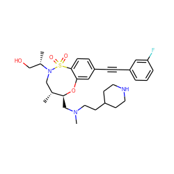 C[C@@H](CO)N1C[C@@H](C)[C@H](CN(C)CCC2CCNCC2)Oc2cc(C#Cc3cccc(F)c3)ccc2S1(=O)=O ZINC001772653085