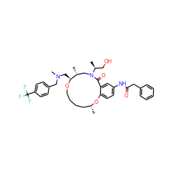 C[C@@H](CO)N1C[C@@H](C)[C@H](CN(C)Cc2ccc(C(F)(F)F)cc2)OCCCC[C@@H](C)Oc2ccc(NC(=O)Cc3ccccc3)cc2C1=O ZINC000095598834