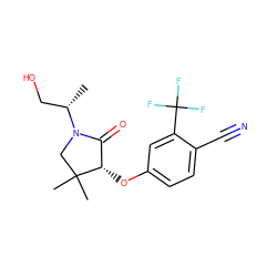 C[C@@H](CO)N1CC(C)(C)[C@@H](Oc2ccc(C#N)c(C(F)(F)F)c2)C1=O ZINC000082152428