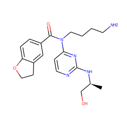 C[C@@H](CO)Nc1nccc(N(CCCCN)C(=O)c2ccc3c(c2)CCO3)n1 ZINC000049069163