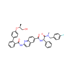 C[C@@H](CO)Oc1ccc(-c2ccccc2C(=O)Nc2ccc3cc(C(=O)N[C@H](C(=O)N(C)Cc4ccc(F)cc4)c4ccccc4)ccc3n2)cc1 ZINC000095564294