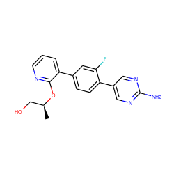 C[C@@H](CO)Oc1ncccc1-c1ccc(-c2cnc(N)nc2)c(F)c1 ZINC000224827442