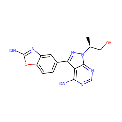 C[C@@H](CO)n1nc(-c2ccc3oc(N)nc3c2)c2c(N)ncnc21 ZINC000142645681