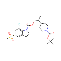 C[C@@H](COC(=O)N1CCc2cc(S(C)(=O)=O)cc(F)c21)C1CCN(C(=O)OC(C)(C)C)CC1 ZINC000103259822