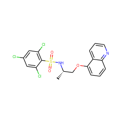 C[C@@H](COc1cccc2ncccc12)NS(=O)(=O)c1c(Cl)cc(Cl)cc1Cl ZINC000147219976