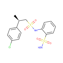 C[C@@H](CS(=O)(=O)Nc1ccccc1S(N)(=O)=O)c1ccc(Cl)cc1 ZINC000148637419