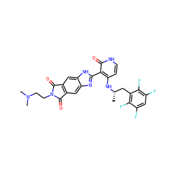 C[C@@H](Cc1c(F)c(F)cc(F)c1F)Nc1cc[nH]c(=O)c1-c1nc2cc3c(cc2[nH]1)C(=O)N(CCN(C)C)C3=O ZINC000113859202