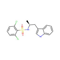 C[C@@H](Cc1c[nH]c2ccccc12)NS(=O)(=O)c1c(Cl)cccc1Cl ZINC000028820574