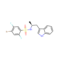 C[C@@H](Cc1c[nH]c2ccccc12)NS(=O)(=O)c1cc(F)c(Br)cc1F ZINC000028820581