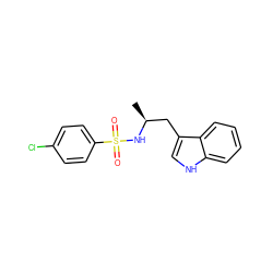 C[C@@H](Cc1c[nH]c2ccccc12)NS(=O)(=O)c1ccc(Cl)cc1 ZINC000028820492