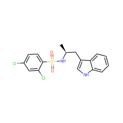 C[C@@H](Cc1c[nH]c2ccccc12)NS(=O)(=O)c1ccc(Cl)cc1Cl ZINC000028820570