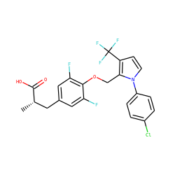 C[C@@H](Cc1cc(F)c(OCc2c(C(F)(F)F)ccn2-c2ccc(Cl)cc2)c(F)c1)C(=O)O ZINC000225847552