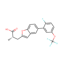 C[C@@H](Cc1cc2cc(-c3cc(OC(F)(F)F)ccc3F)ccc2o1)C(=O)O ZINC001772605811