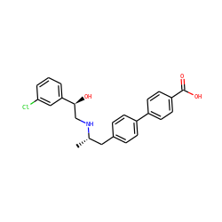 C[C@@H](Cc1ccc(-c2ccc(C(=O)O)cc2)cc1)NC[C@H](O)c1cccc(Cl)c1 ZINC000034283919