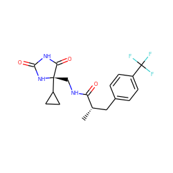 C[C@@H](Cc1ccc(C(F)(F)F)cc1)C(=O)NC[C@@]1(C2CC2)NC(=O)NC1=O ZINC000219556497