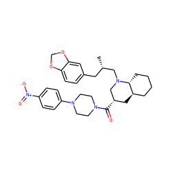 C[C@@H](Cc1ccc2c(c1)OCO2)CN1C[C@@H](C(=O)N2CCN(c3ccc([N+](=O)[O-])cc3)CC2)C[C@@H]2CCCC[C@H]21 ZINC000049952311