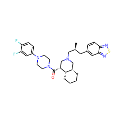 C[C@@H](Cc1ccc2nsnc2c1)CN1C[C@@H](C(=O)N2CCN(c3ccc(F)c(F)c3)CC2)[C@H]2CCCC[C@H]2C1 ZINC000049952199