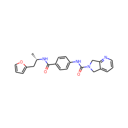 C[C@@H](Cc1ccco1)NC(=O)c1ccc(NC(=O)N2Cc3cccnc3C2)cc1 ZINC000166529256