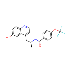 C[C@@H](Cc1ccnc2ccc(O)cc12)NC(=O)c1ccc(OC(F)(F)F)cc1 ZINC000029040755