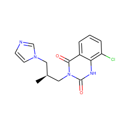 C[C@@H](Cn1ccnc1)Cn1c(=O)[nH]c2c(Cl)cccc2c1=O ZINC000026378112