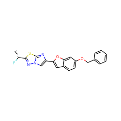 C[C@@H](F)c1nn2cc(-c3cc4ccc(OCc5ccccc5)cc4o3)nc2s1 ZINC000653760001