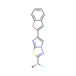 C[C@@H](F)c1nn2cc(-c3cc4ccccc4o3)nc2s1 ZINC000653761910