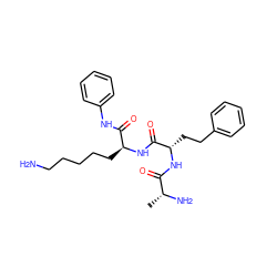 C[C@@H](N)C(=O)N[C@@H](CCc1ccccc1)C(=O)N[C@@H](CCCCCN)C(=O)Nc1ccccc1 ZINC000027428209