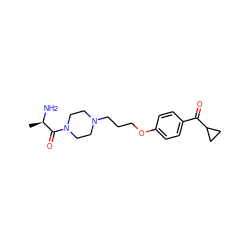 C[C@@H](N)C(=O)N1CCN(CCCOc2ccc(C(=O)C3CC3)cc2)CC1 ZINC000026172940