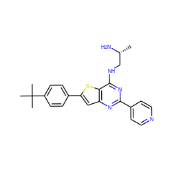 C[C@@H](N)CNc1nc(-c2ccncc2)nc2cc(-c3ccc(C(C)(C)C)cc3)sc12 ZINC000223676606