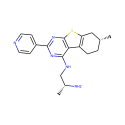 C[C@@H](N)CNc1nc(-c2ccncc2)nc2sc3c(c12)CC[C@@H](C)C3 ZINC000223658888