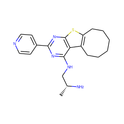 C[C@@H](N)CNc1nc(-c2ccncc2)nc2sc3c(c12)CCCCCC3 ZINC000223658597